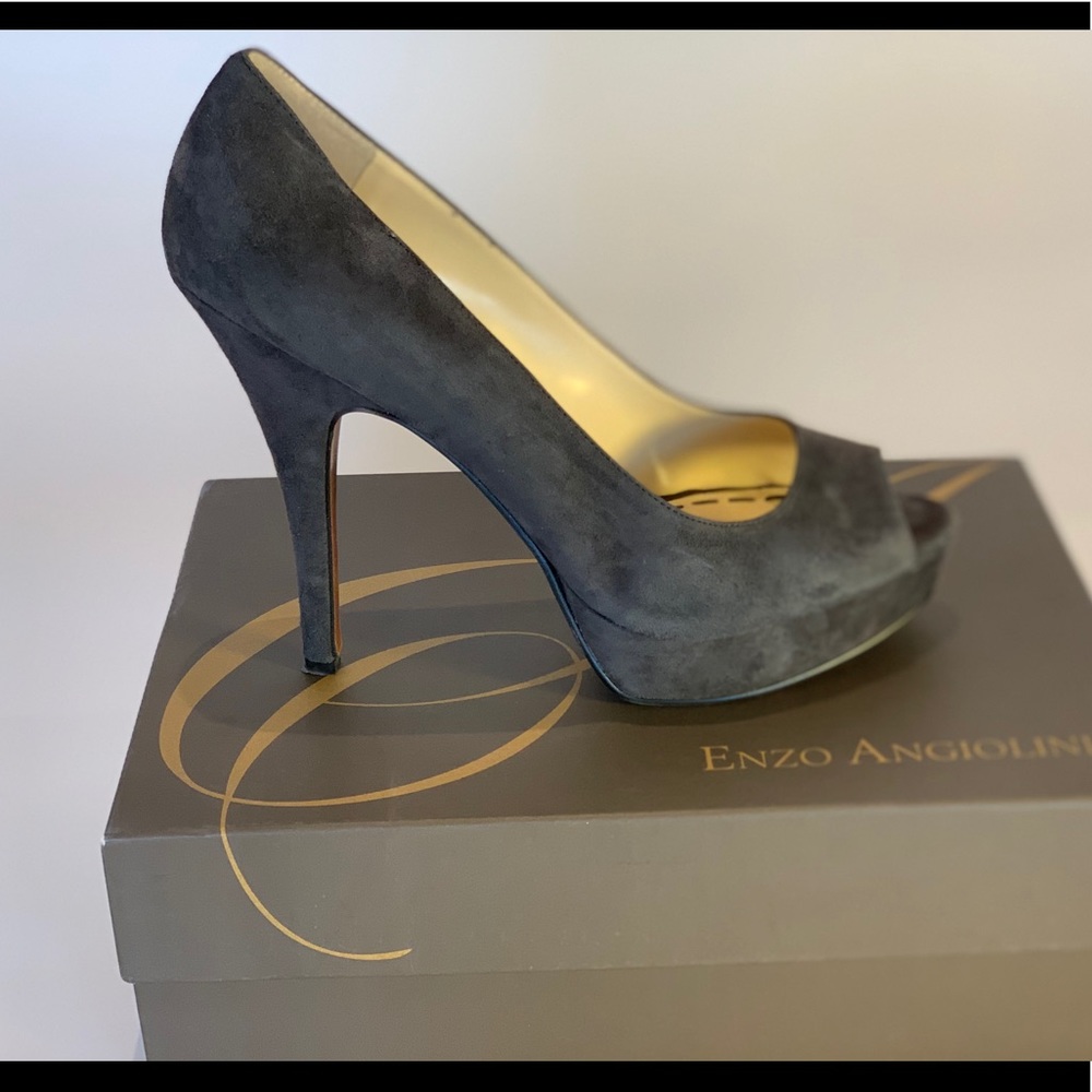 Enzo dark grey suede heels